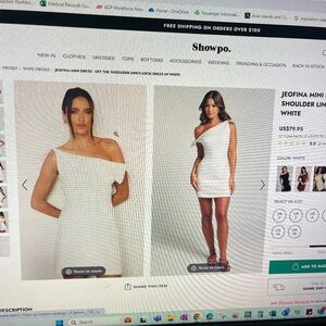 SHOWPO Jeofina mini dress - off the shoulder linen look dress size (4) SMALL